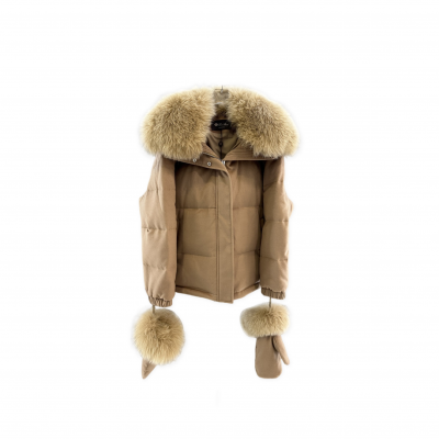 LORO PIANA DOWN JACKET WITH FUR COLLAR
